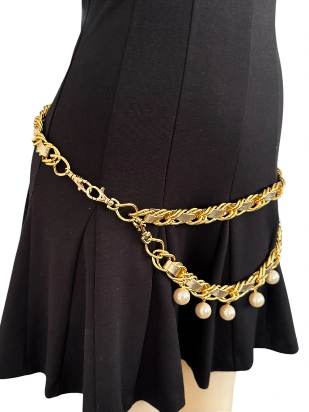 BGBGeneration Gold Chain Pearl Drop Waist Belt - Women Accessories